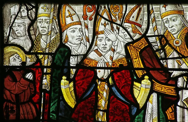 Window depicting a bishop, possibly St Nicholas, detail of 2921635 (stained glass)