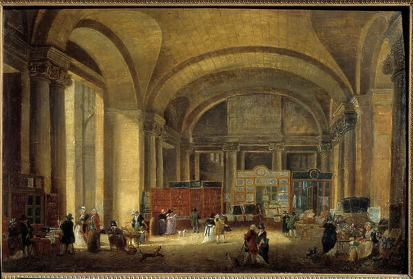 Window of the Louvre east coast: print shops Painting by Pierre Demachy (1723-1807