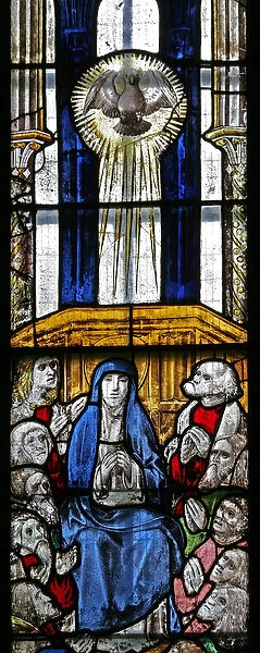 Window s5 depicting Pentecost (stained glass)