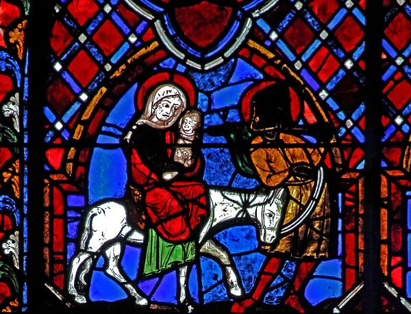 Window w01 depicting the Flight into Egypt (stained glass)