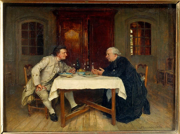 The wine of the cure. Painting by Ernest Meissonier (1815 - 1891), 1860. Oil on canvas