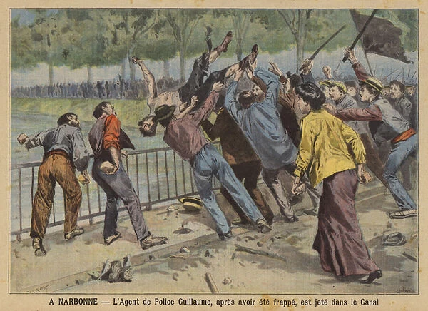 Winemakers revolt in the French Midi (colour litho)