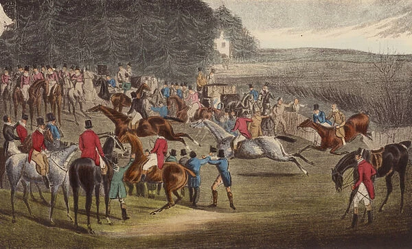 The Winning Post, Grand Leicester Steeple-Chase, 12 March 1829 (colour litho)