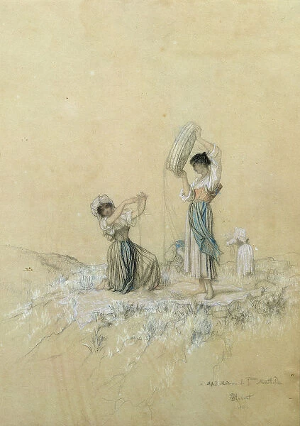 The Winnowers, 1866 (pencil and crayon on paper)