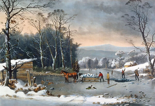 Winter in the Country, Getting Ice, pub. by Currier and Ives, New York, 1864 (litho)
