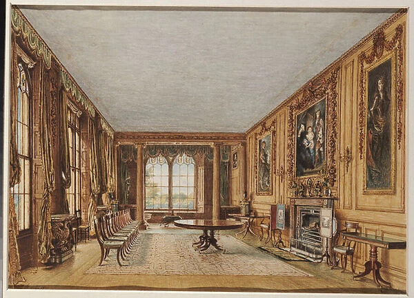 The Winter Dining Room of the Earl of Essex at Cassiobury, 1821 (pencil