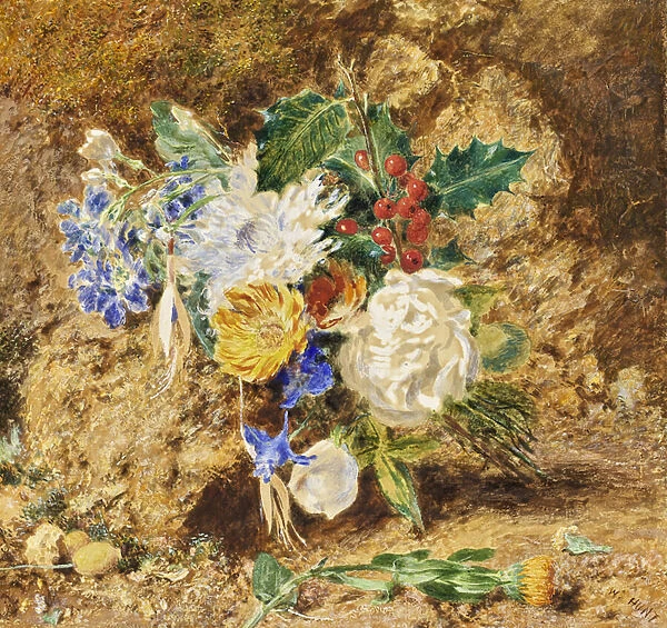 Winter Flowers, c. 1850 (w  /  c on paper)