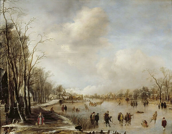 Winter Landscape, 1645 (oil on panel)
