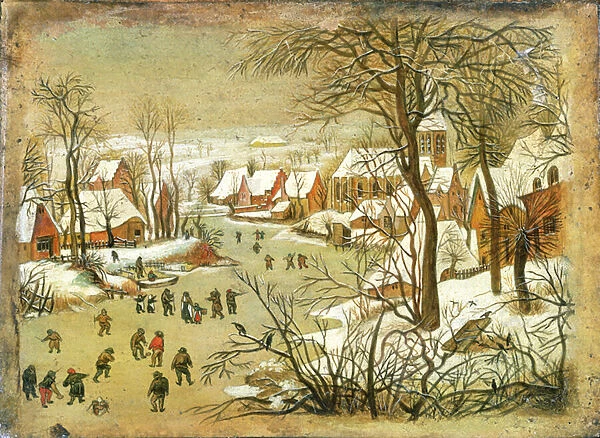 Winter Landscape with figures on a Frozen River