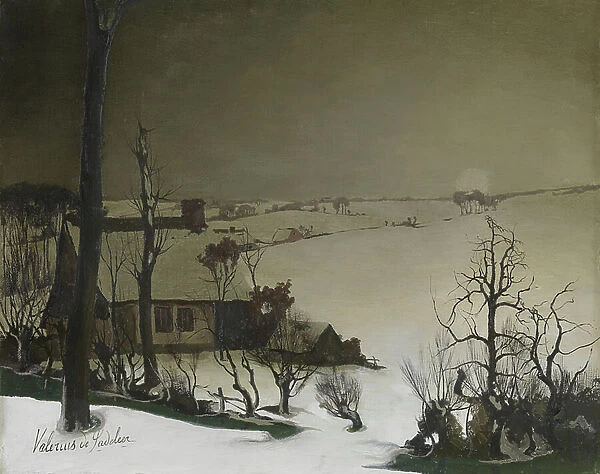 Winter Landscape in the Morning (oil on panel)