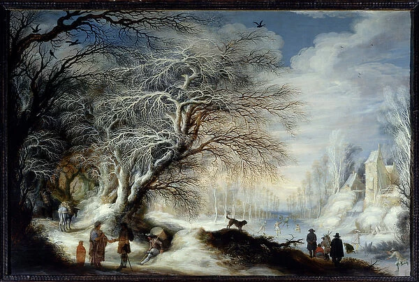 Winter landscape. Painting by Gysbrecht Lytens (1586-1656) Ec. Hol. 1630. Oil on wood
