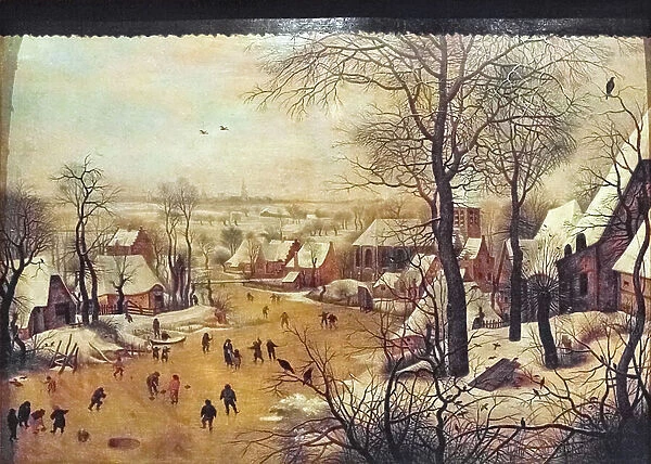 Winter landscape with skaters, (painting)