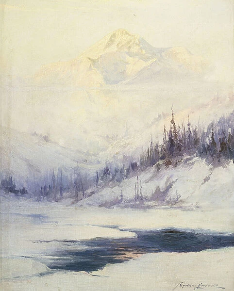 Winter Morning, Mount Mckinley, Alaska, (oil on canvas)