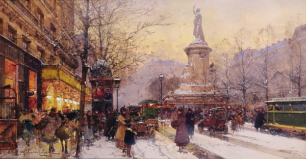 Winter Paris street scene (w  /  c on paper)