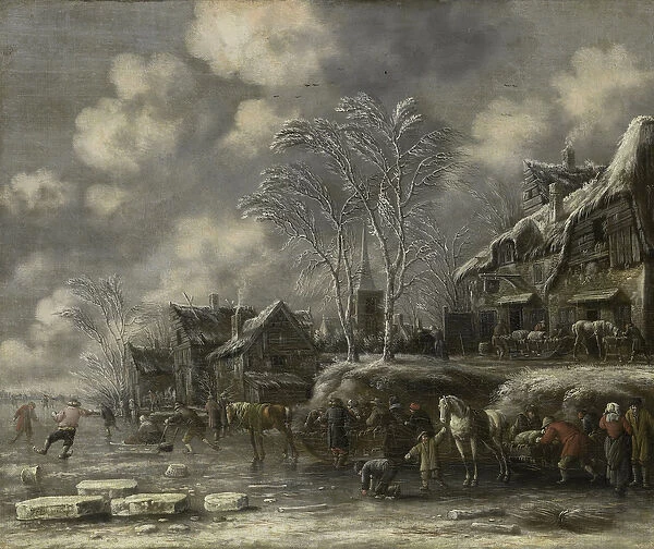 Winter Scene, 1675 (oil on canvas)