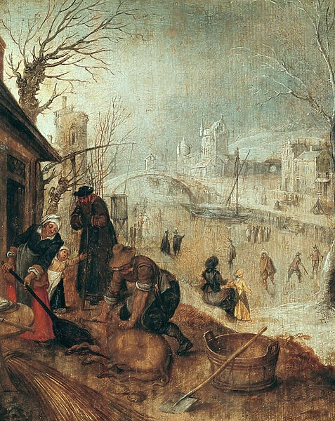 Winter Scene (oil on panel)