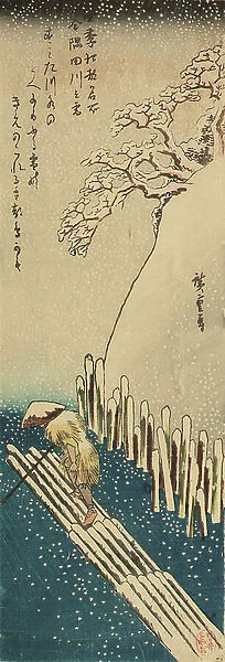 Winter Snow on the Sumida River, from the series Famous places in Edo in the Four Seasons (woodblock print)