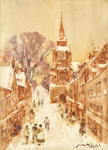 Winter Street Scene (w  /  c)
