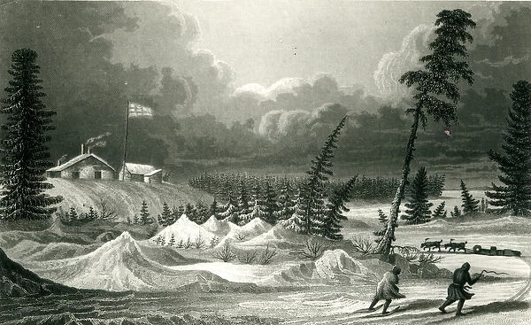 Winter View of Fort Franklin, engraved by Edward Francis Finden (1791-1857) May 1828