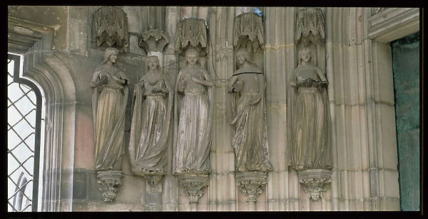 The Five Wise Virgins, jamb figures from the Paradise Portal, figures carved c