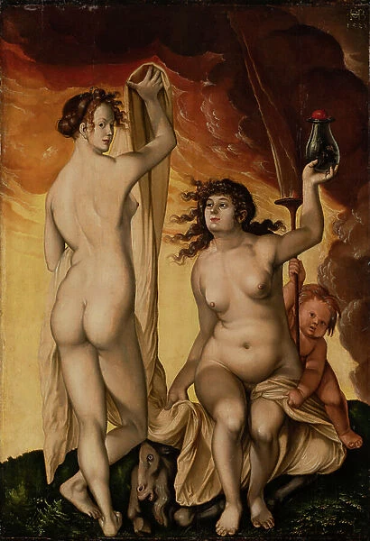 Two Witches, 1523 (mixed media on limewood)