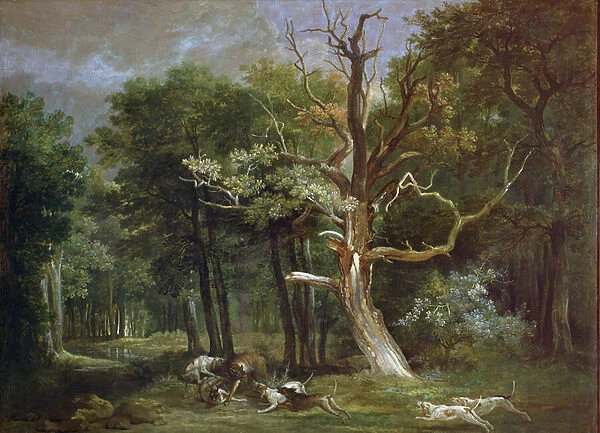 Wolf Hunt in the Forest of Saint-Germain, 1748 (oil on canvas)