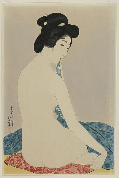 Woman After a Bath, Taisho era, July 1920 (colour woodblock print)