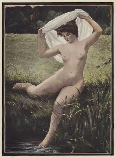 Woman bather (colour litho)
