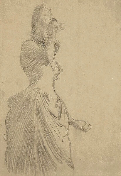 Woman with Binoculars, c.1888 (black chalk on tinted laid paper)