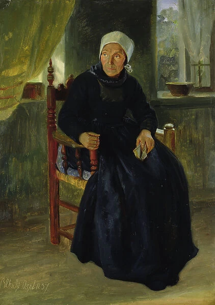 A Woman from Blankenese, 1837 (oil on paper on card)
