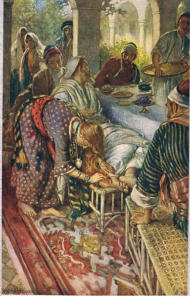 The Woman with the Box of Ointment, illustration from Women of the Bible