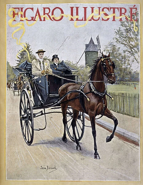 Woman driving a carriage with man sitting next door - cover in '
