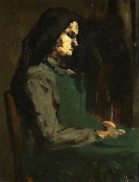 Woman with a Green Apron (oil on cardboard)