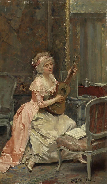 Woman with a Guitar, c. 1870 (oil on panel)