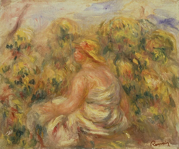 Woman with Hat in a Landscape (Femme avec chapeau dans un paysage) c. 1918 (oil on canvas)