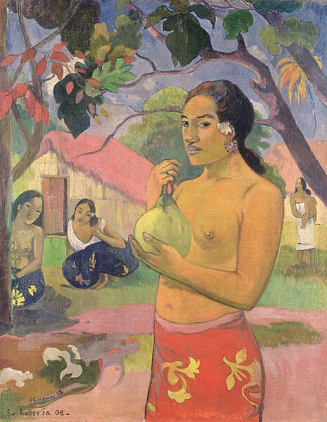 Woman Holding a Fruit; Where are You Going (Eu haere ia oe), 1893 (oil on canvas)