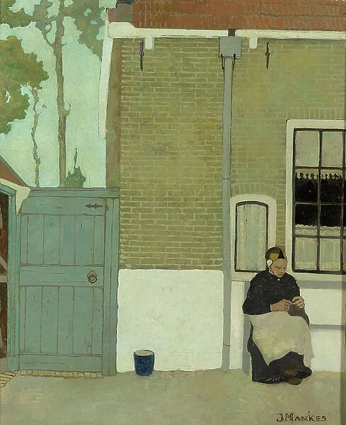 Woman in front of her house, 1914 (oil on canvas)