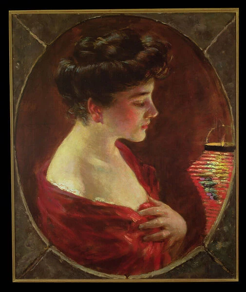 Woman with Japanese Lantern (oil on canvas)