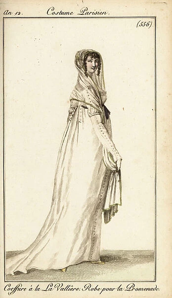 Woman in Louise de La Valliere hairstyle, Paris, 1804. (engraving)