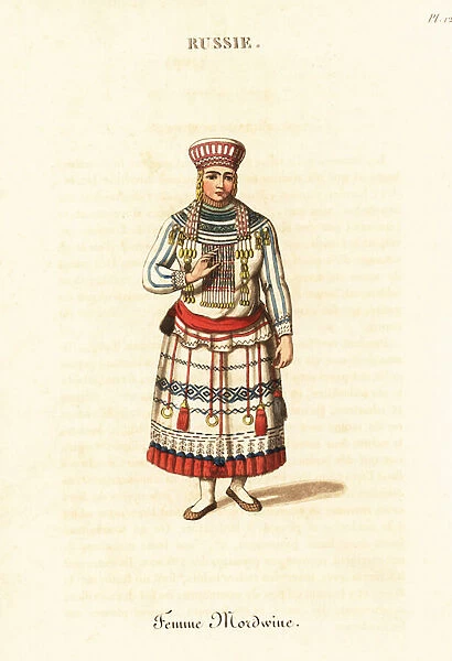 Woman of the Moksha Mordvins people, 18th century. 1823 (engraving)