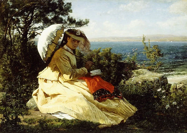The Woman with the Parasol; Bay of Douarnenez, 1871 (oil on canvas)