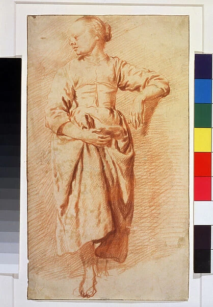 Woman in peasant dress. 1670-1675 (chalk)