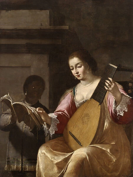 Woman Playing a Lute, 1638 (oil on canvas)