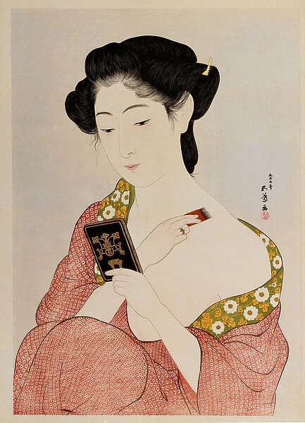 A Woman in Underclothes, 1918 (colour woodblock print)