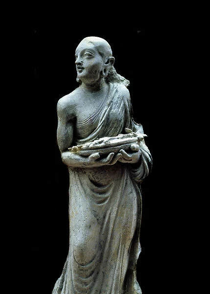 Woman wearing flowers. Sculpture of the 2nd century. From Afghanistan