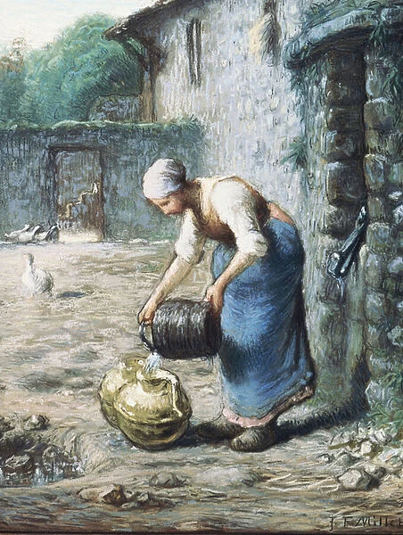 The Woman at the Well, c. 1866 (black chalk & pastel on paper laid down on canvas)