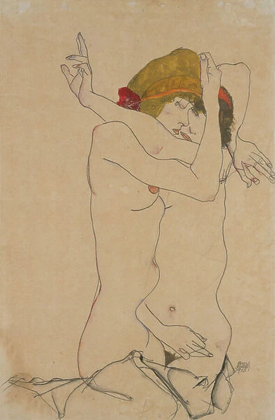 Two Women Embracing, 1913 (gouache, watercolour and graphite on paper)