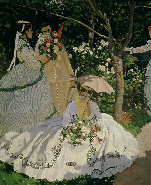 Women in the Garden, detail of a Seated Woman with a Parasol