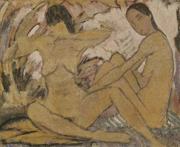 Two Women Sitting, c. 1914 (oil on canvas) (see 274026 for verso)