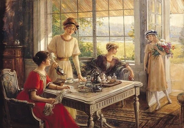 Women Taking Tea (oil on canvas)